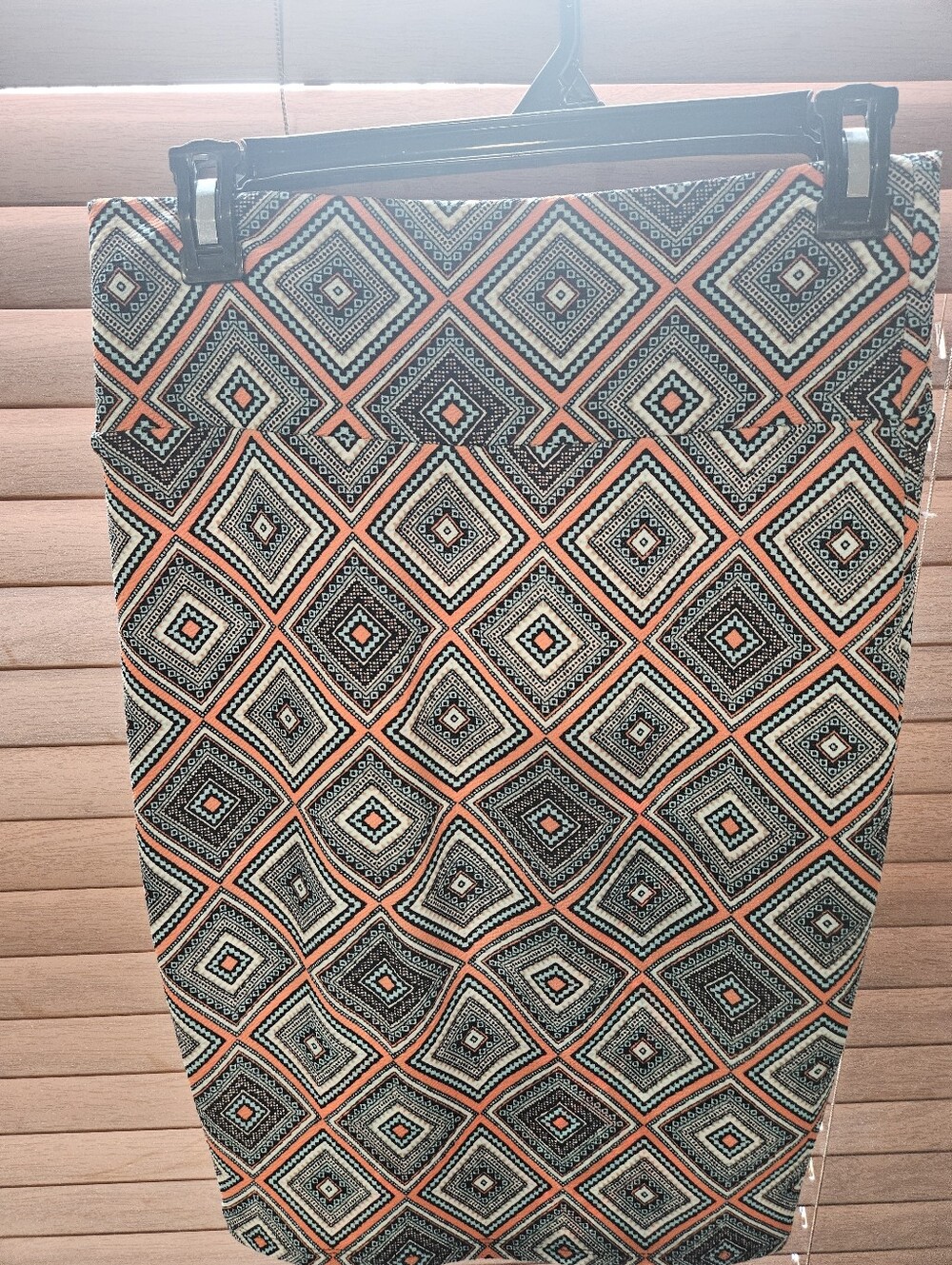 LuLaRoe Geometric Diamond Pencil Skirt - Coral, Black & Cream